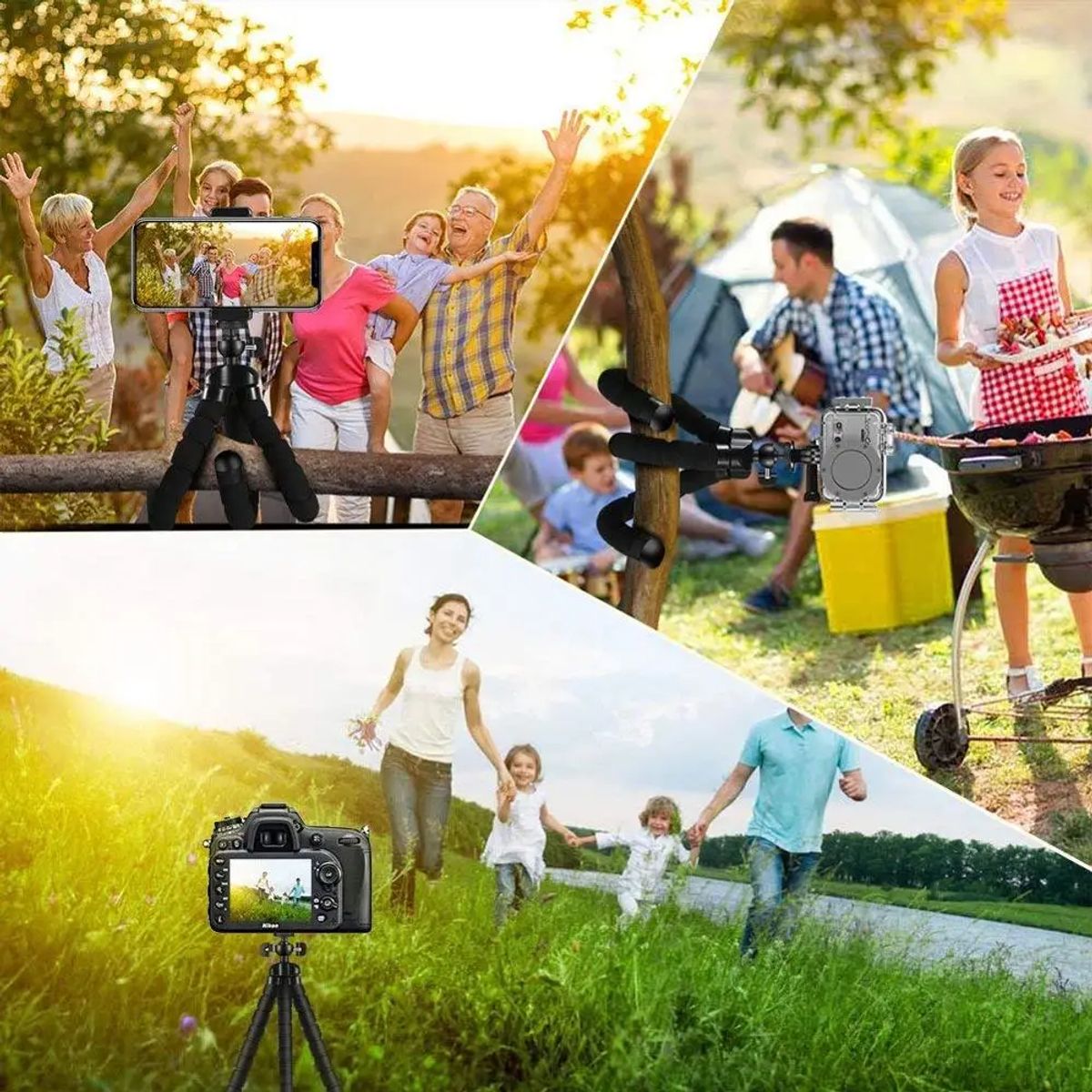 GENERICO - Soporte Flexible Para Celular Cámara + Control Remoto Negro Genieka