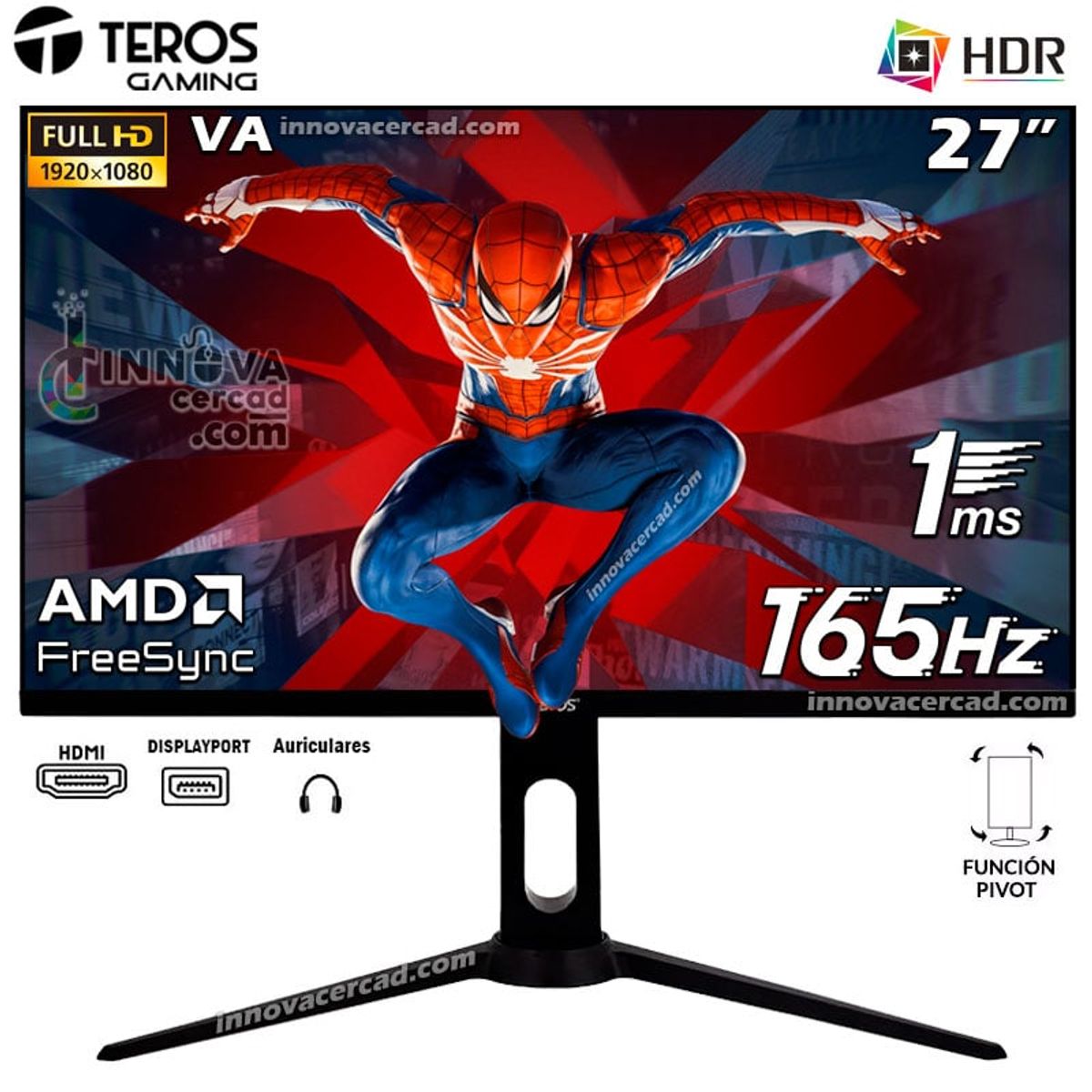 TEROS GAMING - Monitor Teros Gaming 27 Full HD 165Hz 1Ms AMD FreeSync Pivot.