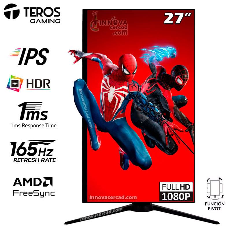 TEROS GAMING - Monitor Teros Gaming 27 Full HD, IPS, 165Hz, 1Ms, AMD FreeSync Pivot