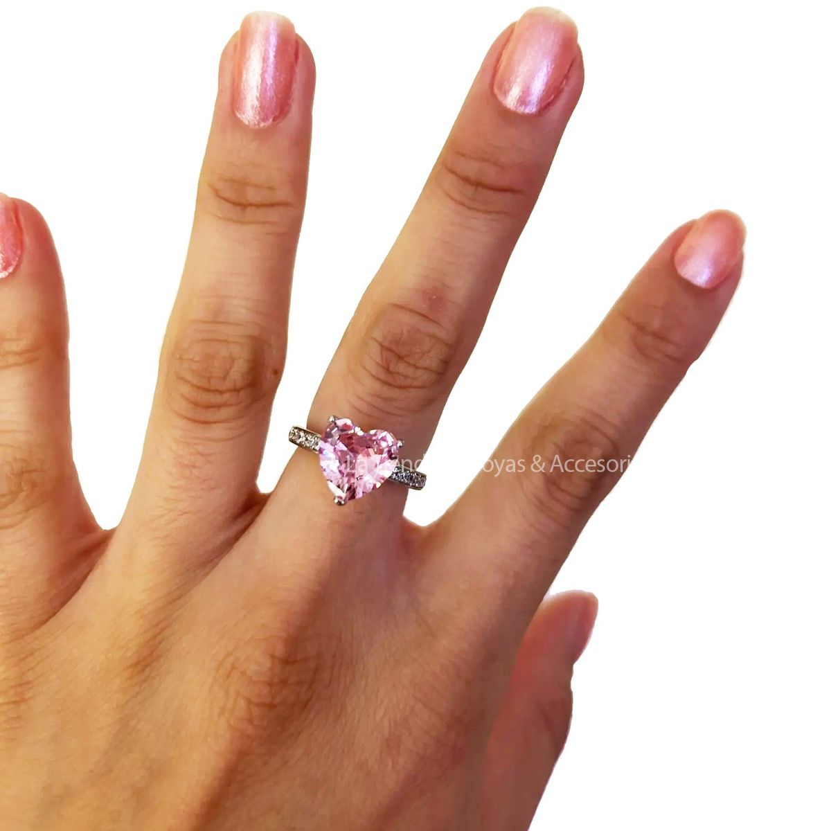 LA TIENDA 88 JOYAS Y ACCESORIOS - La Tienda 88 - Anillo De Pedida Mujer Corazón Bañado en Oro - Blanco