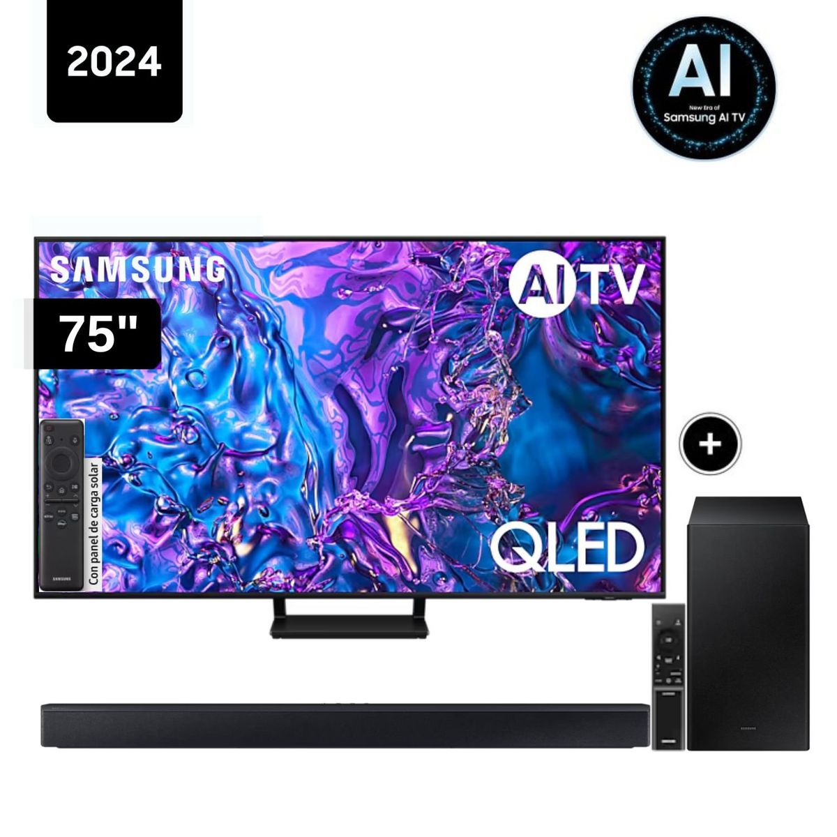 SAMSUNG - Televisor Samsung QLED 75 Tizen OS Smart Tv 4K 75Q70D + Soundbar HW-C450