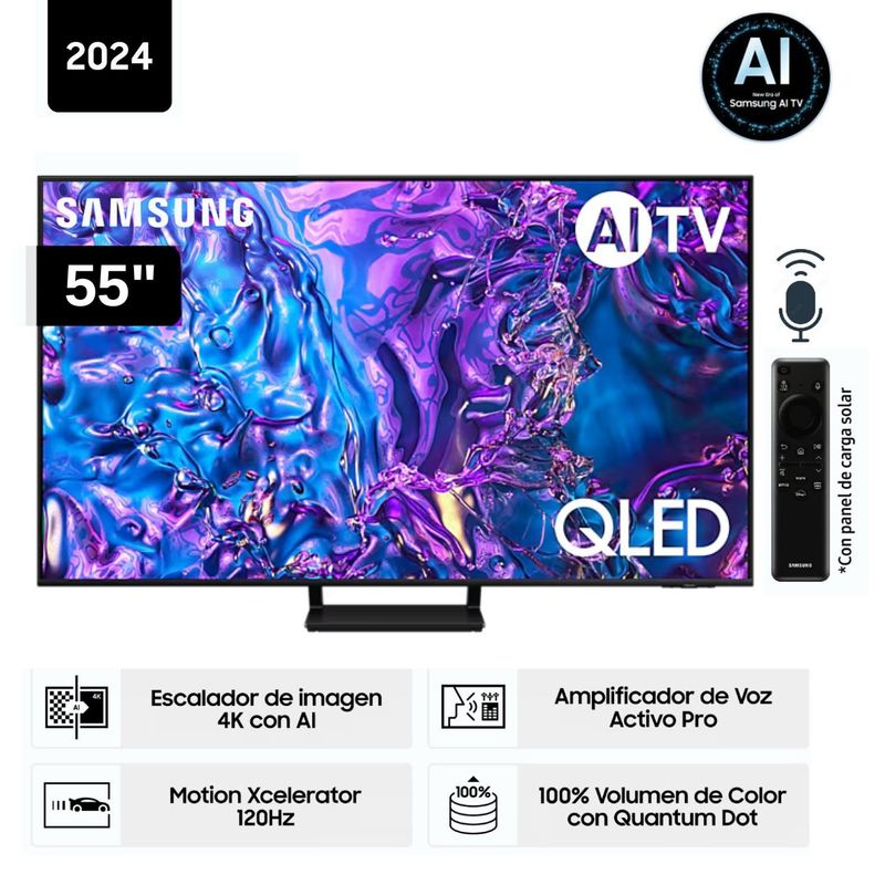 SAMSUNG - Televisor Samsung QLED 55" Tizen OS Smart Tv 4K 55Q70D - Nuevo 2024