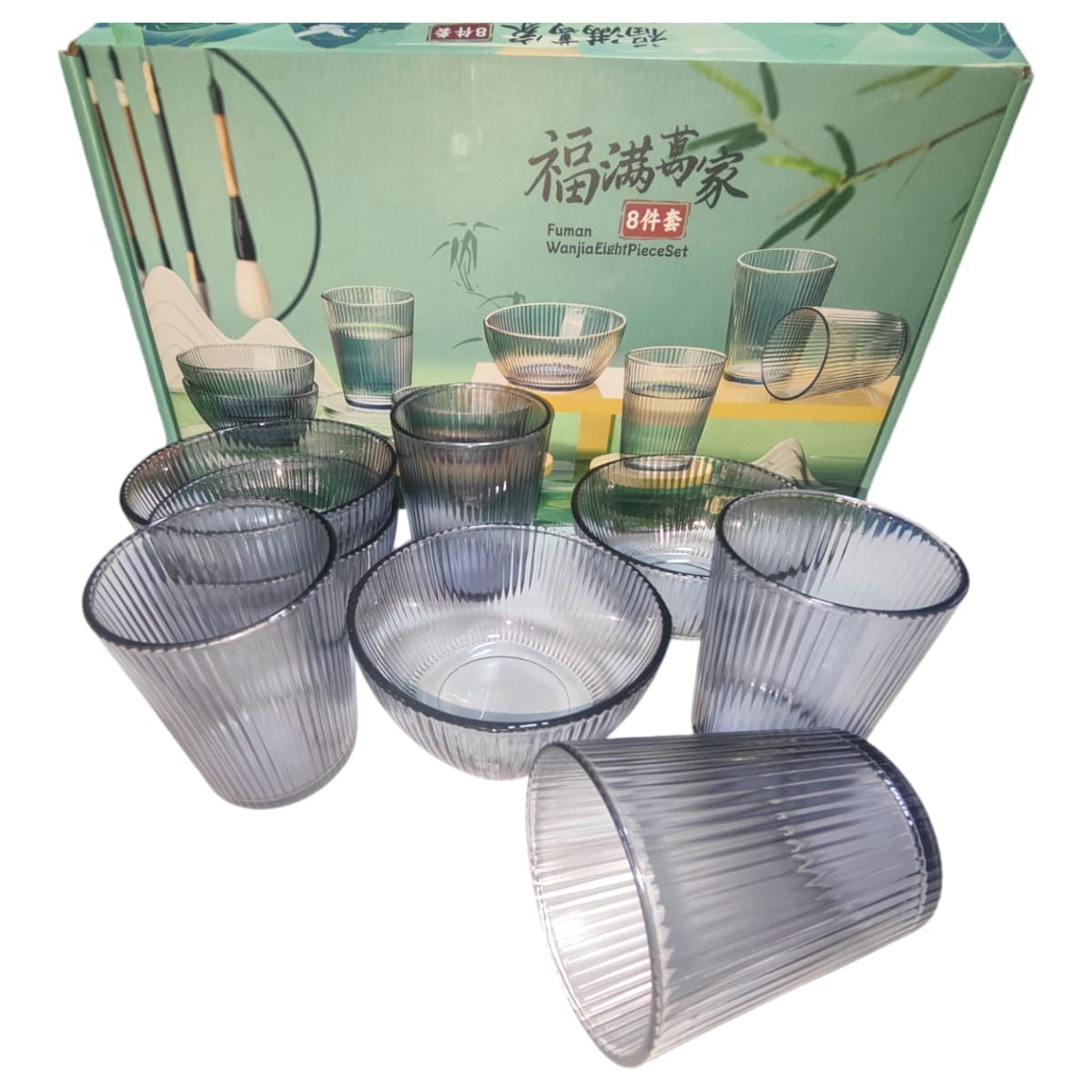 GENERICO - Juego de  8 Piezas de   Vasos + Cuencos