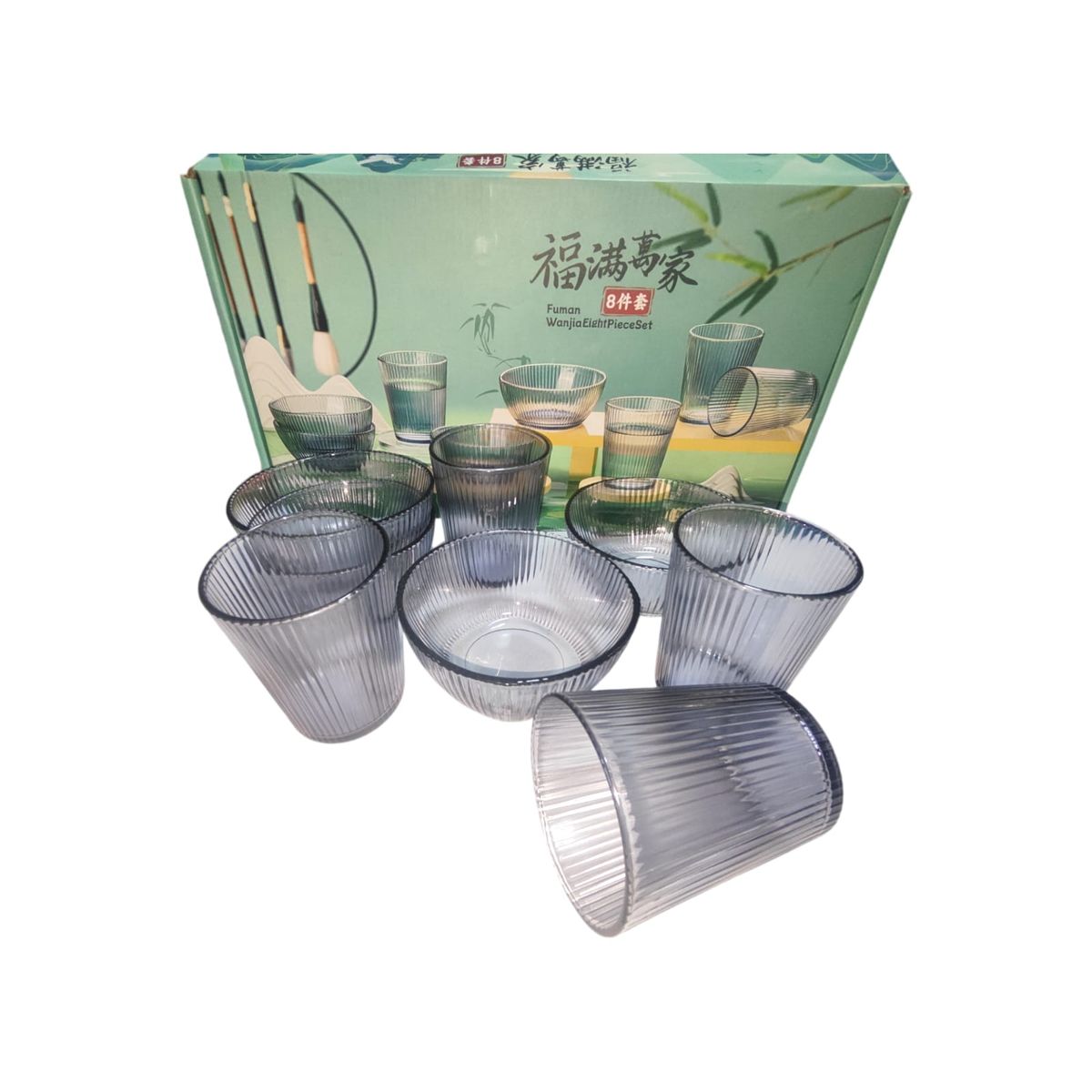 GENERICO - Juego de  8 Piezas de   Vasos + Cuencos