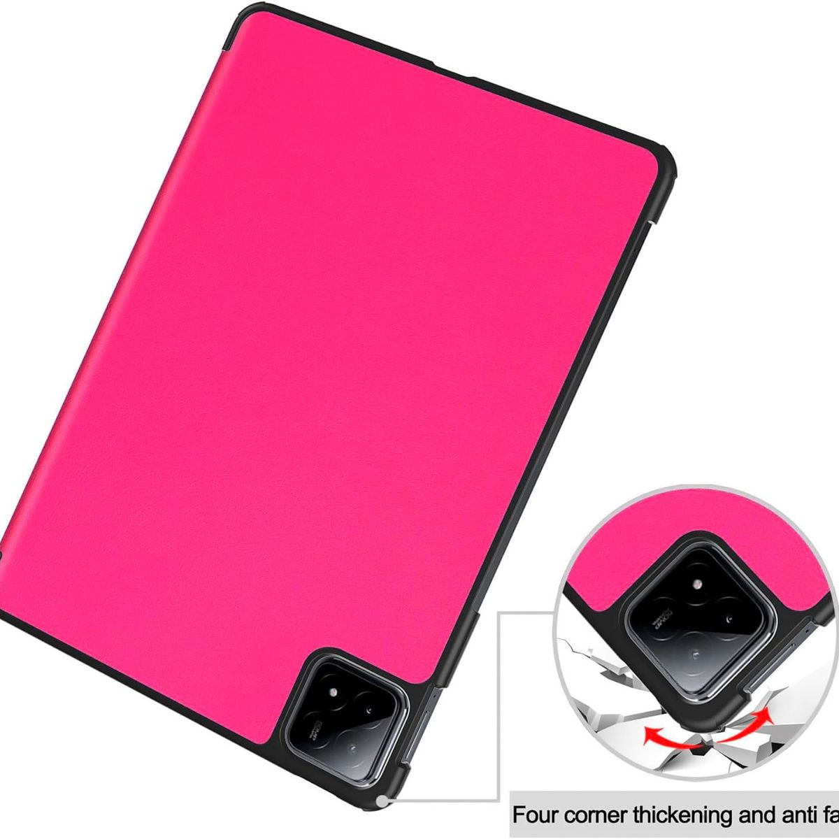FUNDAANTIGOLPES - Funda Bookcover para Tablet Xiaomi Pad 6s Pro de 12.4 Fucsia