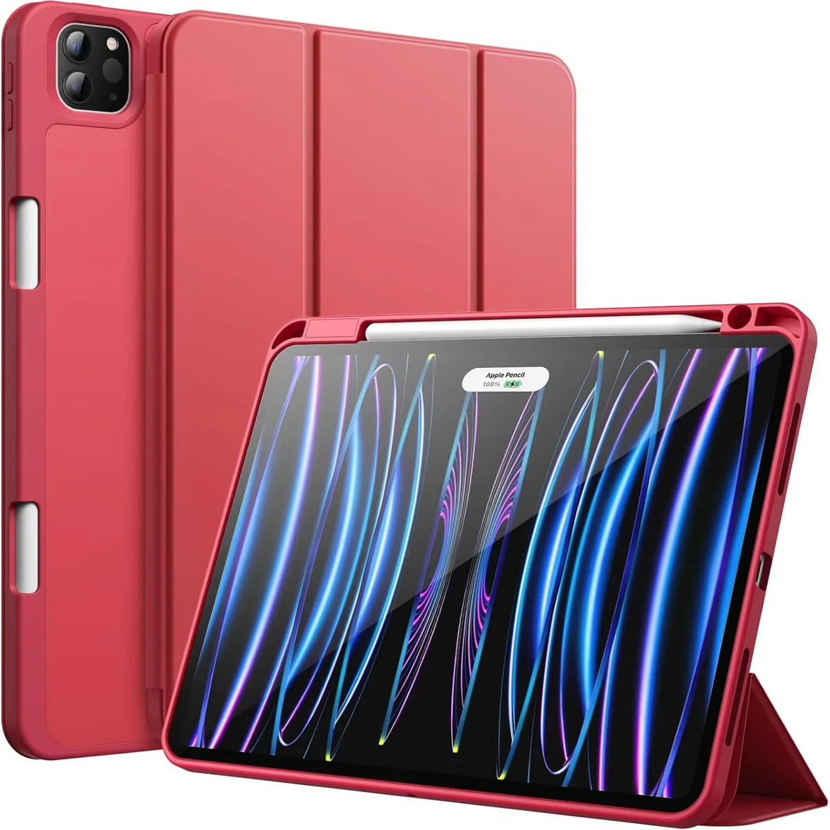 FUNDAANTIGOLPES - Funda Smart Cover con Porta Lapiz para IPAD PRO 11" 2024 ROJO