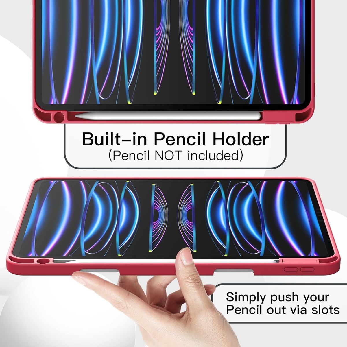 FUNDAANTIGOLPES - Funda Smart Cover con Porta Lapiz para IPAD PRO 11" 2024 ROJO