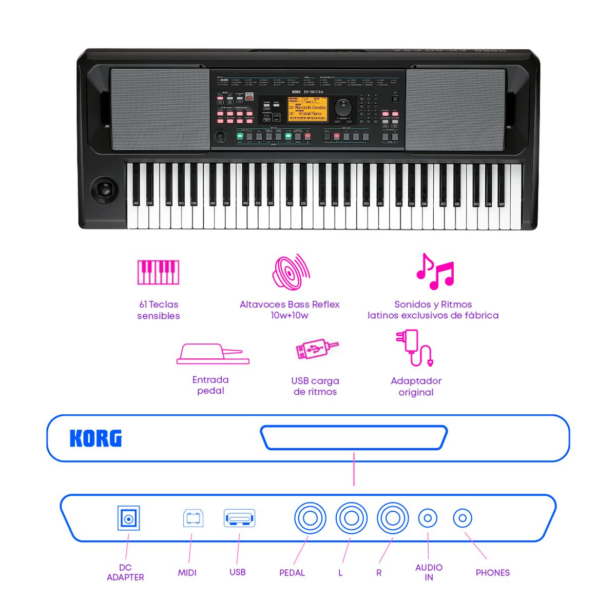 KORG - TECLADO EK-50 CSA PACK LATINO AVANZADO