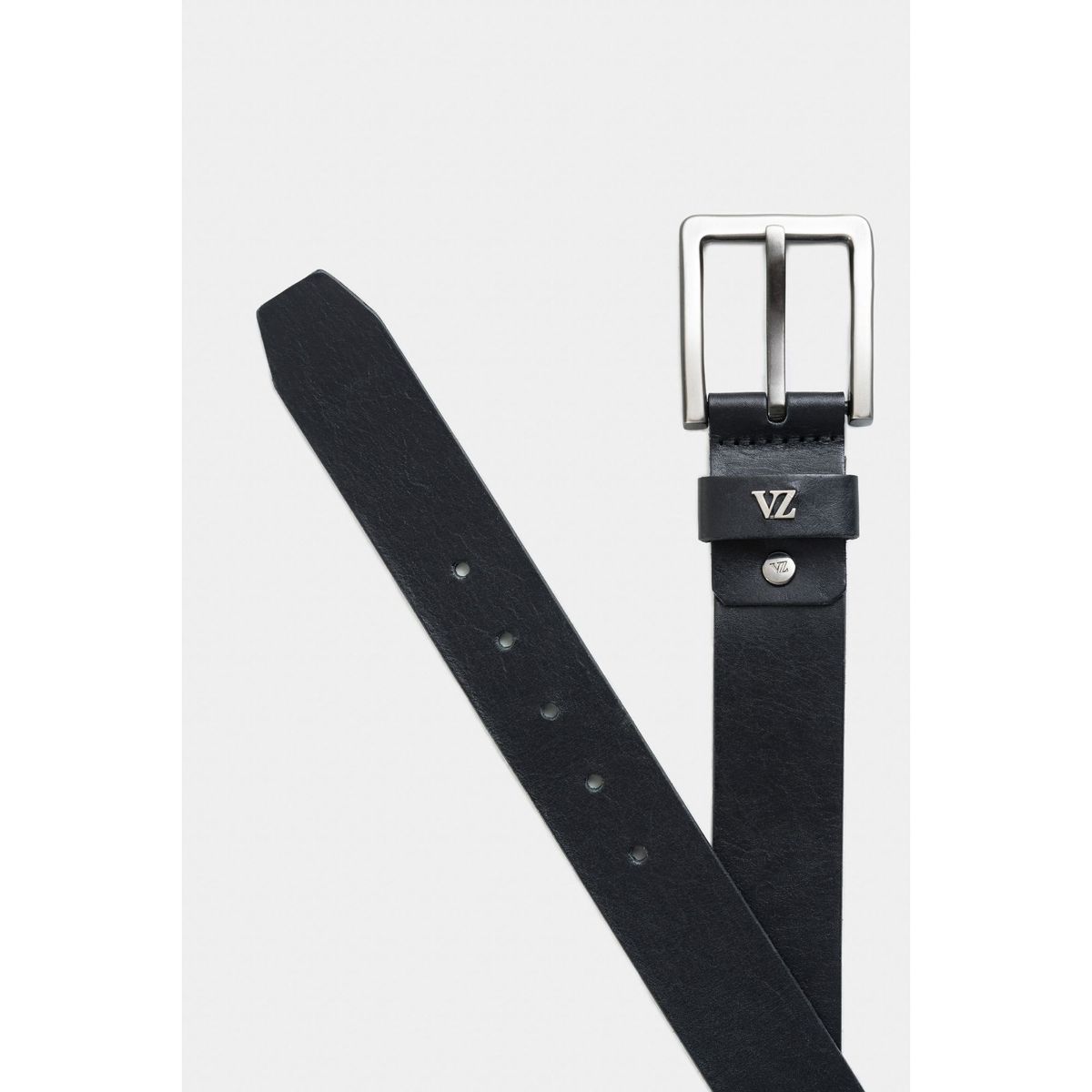 VELEZ - Vélez Cinturón Unifaz Duna Para Hombre Punta Trapecio Negro