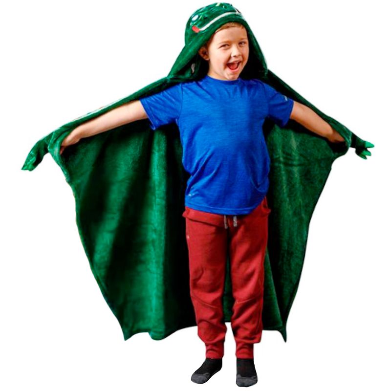 GENERICO - Manta Abrigo con Capucha con Luces LED Dinosaurio Verde MD