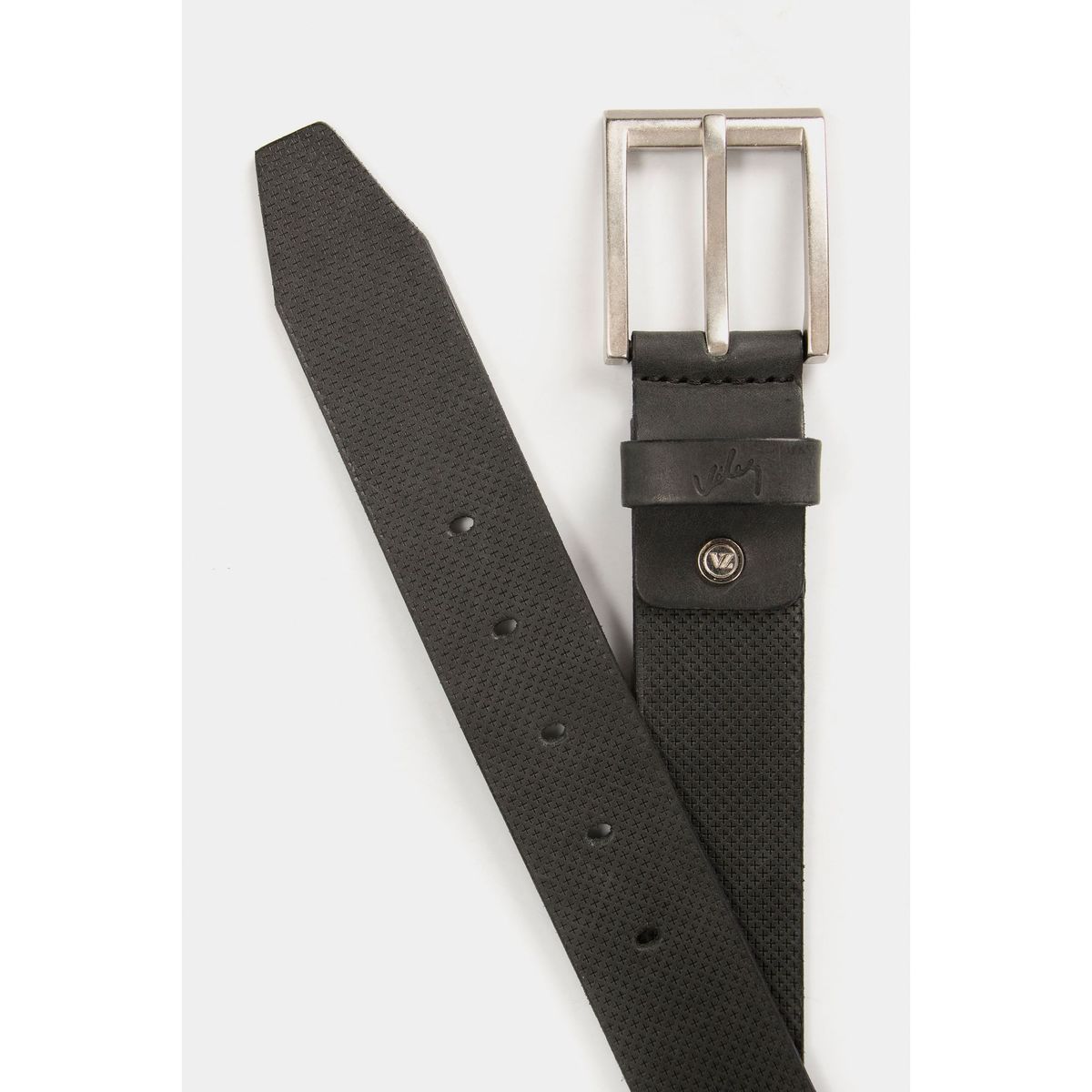 VELEZ - Vélez Cinturón Unifaz Kiat Cuero Hombre Grabado Placa Negro