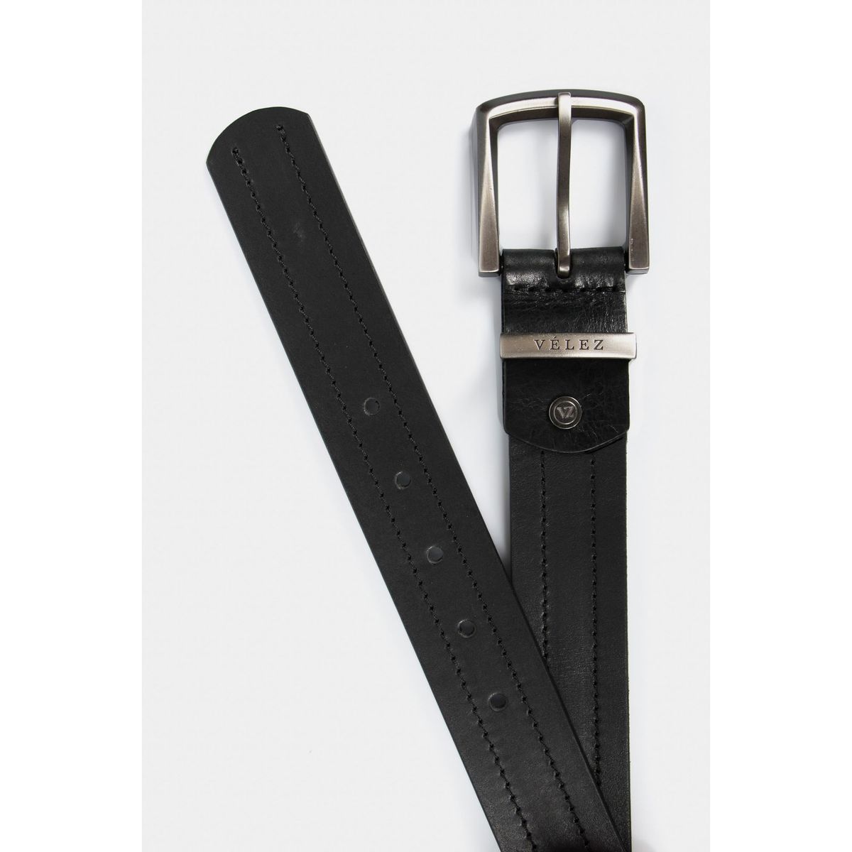 VELEZ - Vélez Cinturón Unifaz Coraje De Cuero Hombre Pasador Negro