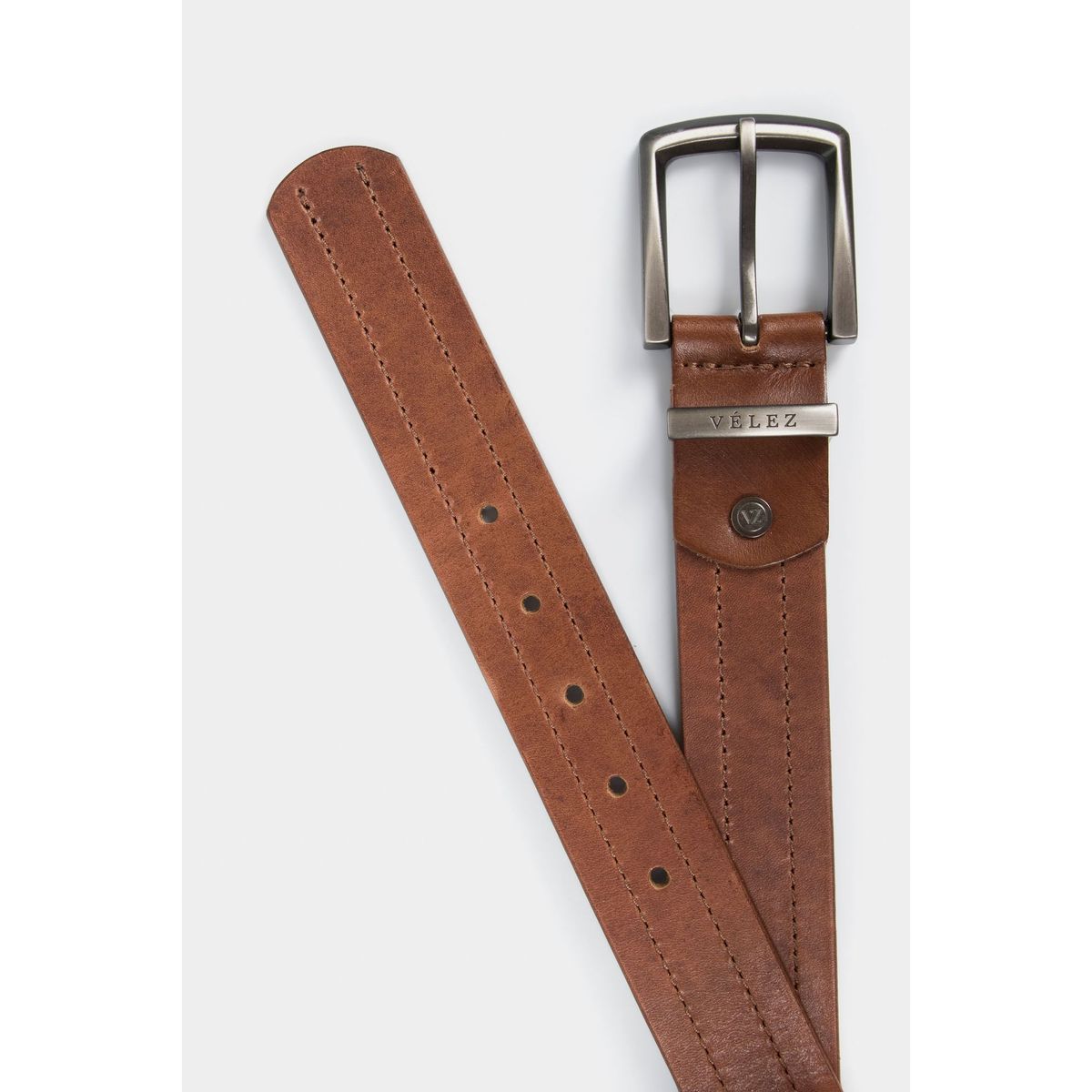 VELEZ - Vélez Cinturón Unifaz Cuero Hombre Pasador Metálico Miel