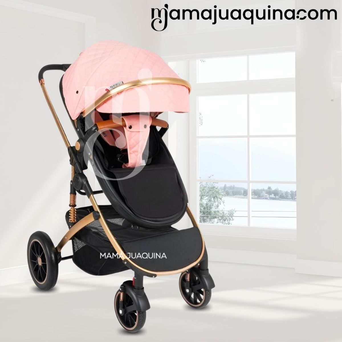 BABY - Coche Moisés Travel System de Lujo «ADAMS» con Mochila Pañalera Pink