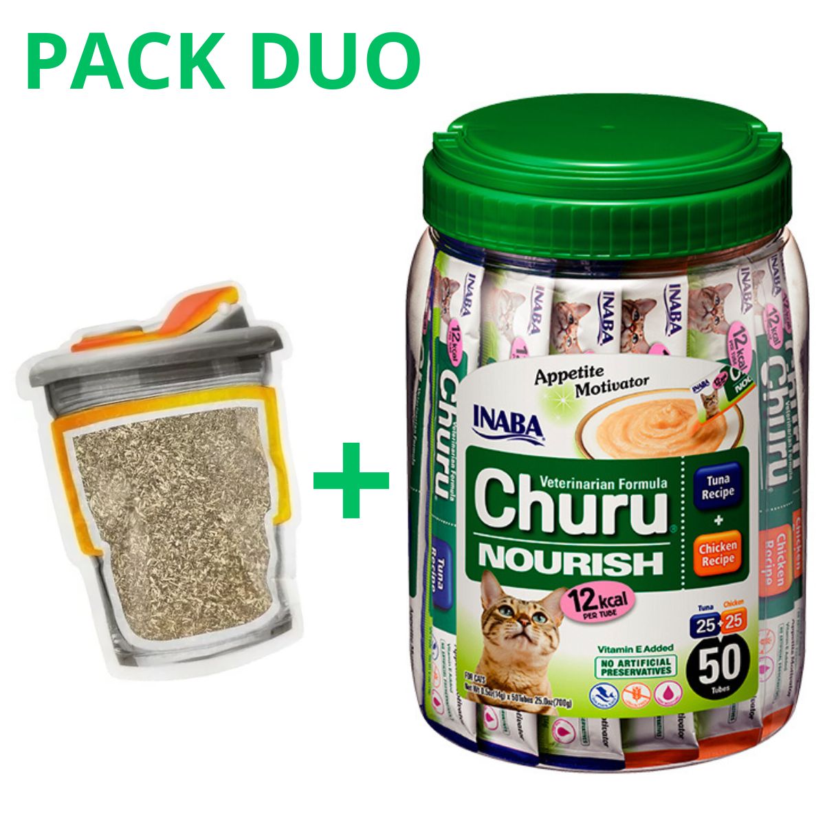 CHURU - DUO CHURU VET NOURISH - ATUN POLLO 50 U (PACK CATNIP 2)