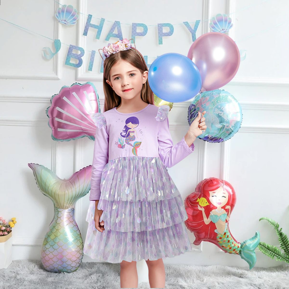GENERICO - VESTIDO DE NIÑA DISEÑO DE SIRENA