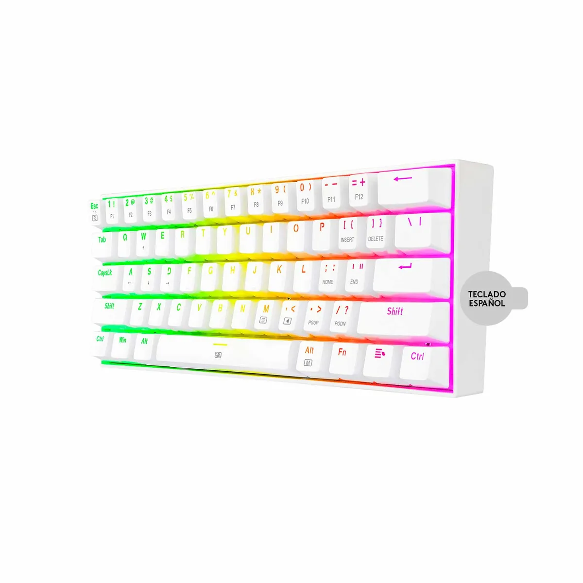 REDRAGON - Teclado Gamer Redragon Dragonborn Spanish K630W-RGB White Brown Switch