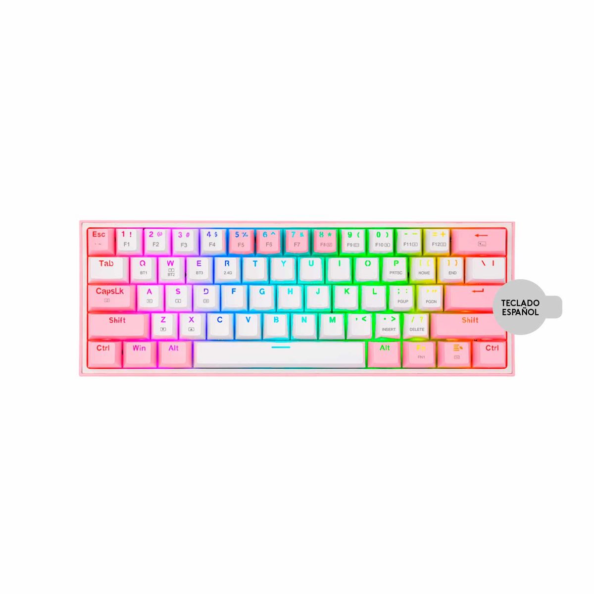 REDRAGON - Teclado Gamer Redragon Fizz Pro Wireless Spanish K616-RGB WhitePink