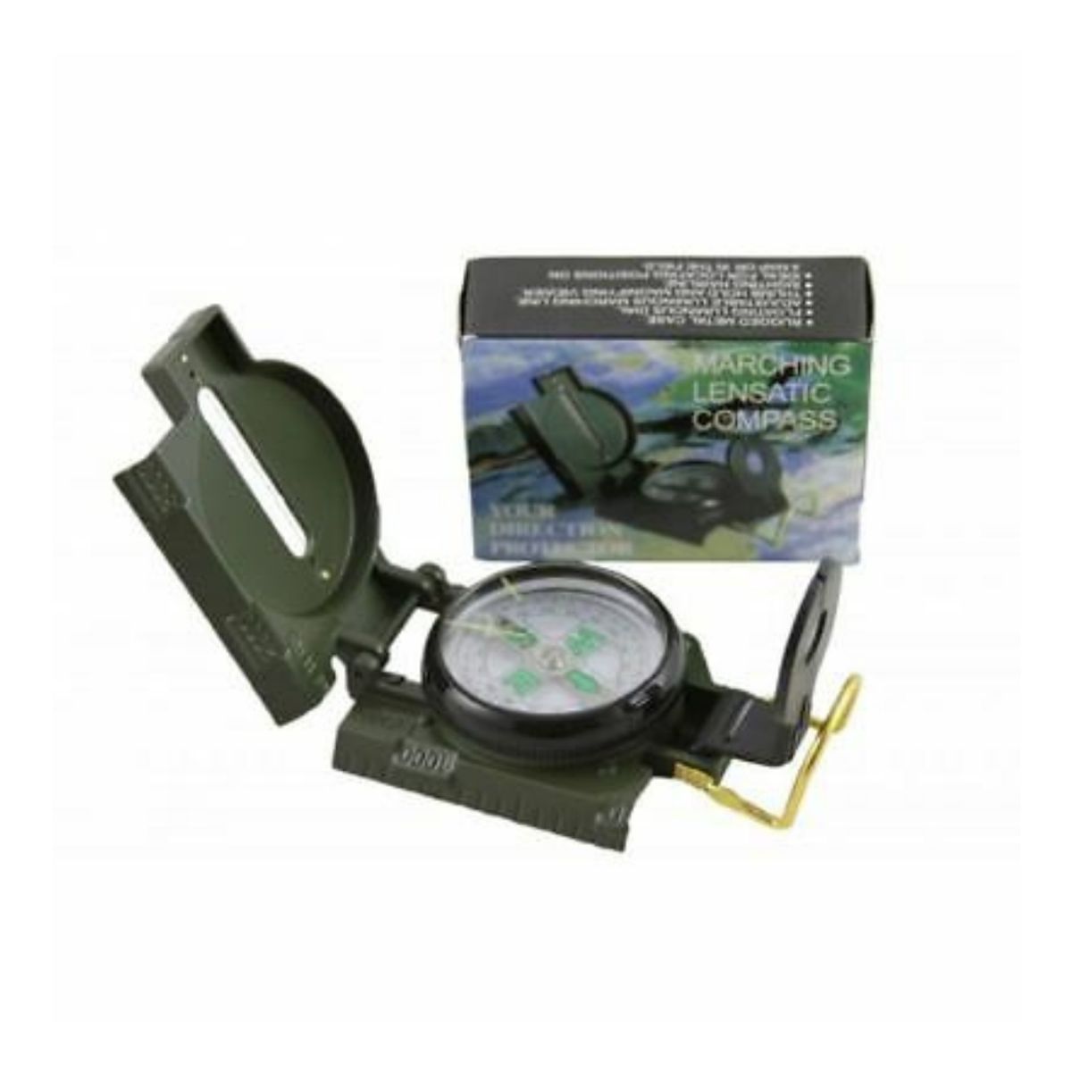 GENERICO - Brújula Lensatic Compass - Estilo Militar Metal Verde