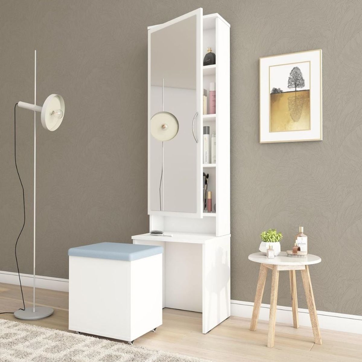 GENERICO - Tocador Con Espejo + Asiento Bera Armado - Gaudi