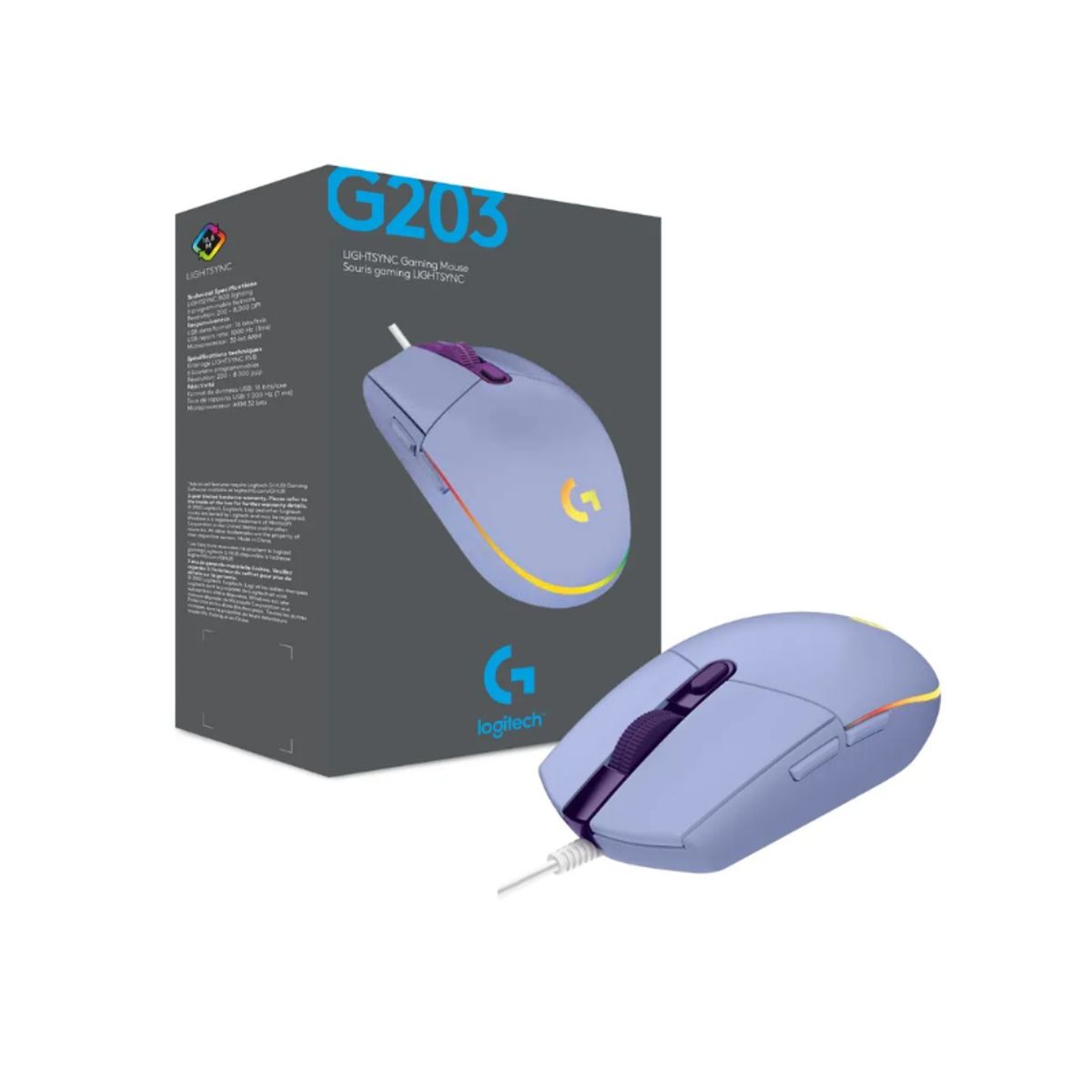 LOGITECH - Mouse Gaming Logitech G203 RGB Lila