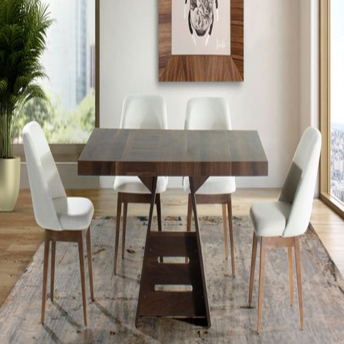 DMUEBLES - Comedor Dmuebles 4 sillas Carvallo - Nogal oscuro