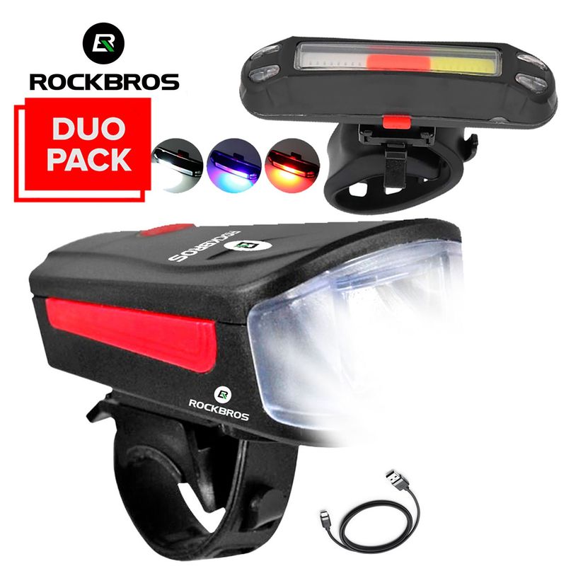 ROCKBROS - Rockbros Pack de Luces con Alarma Sirena LUZ BANCA Y ROJA