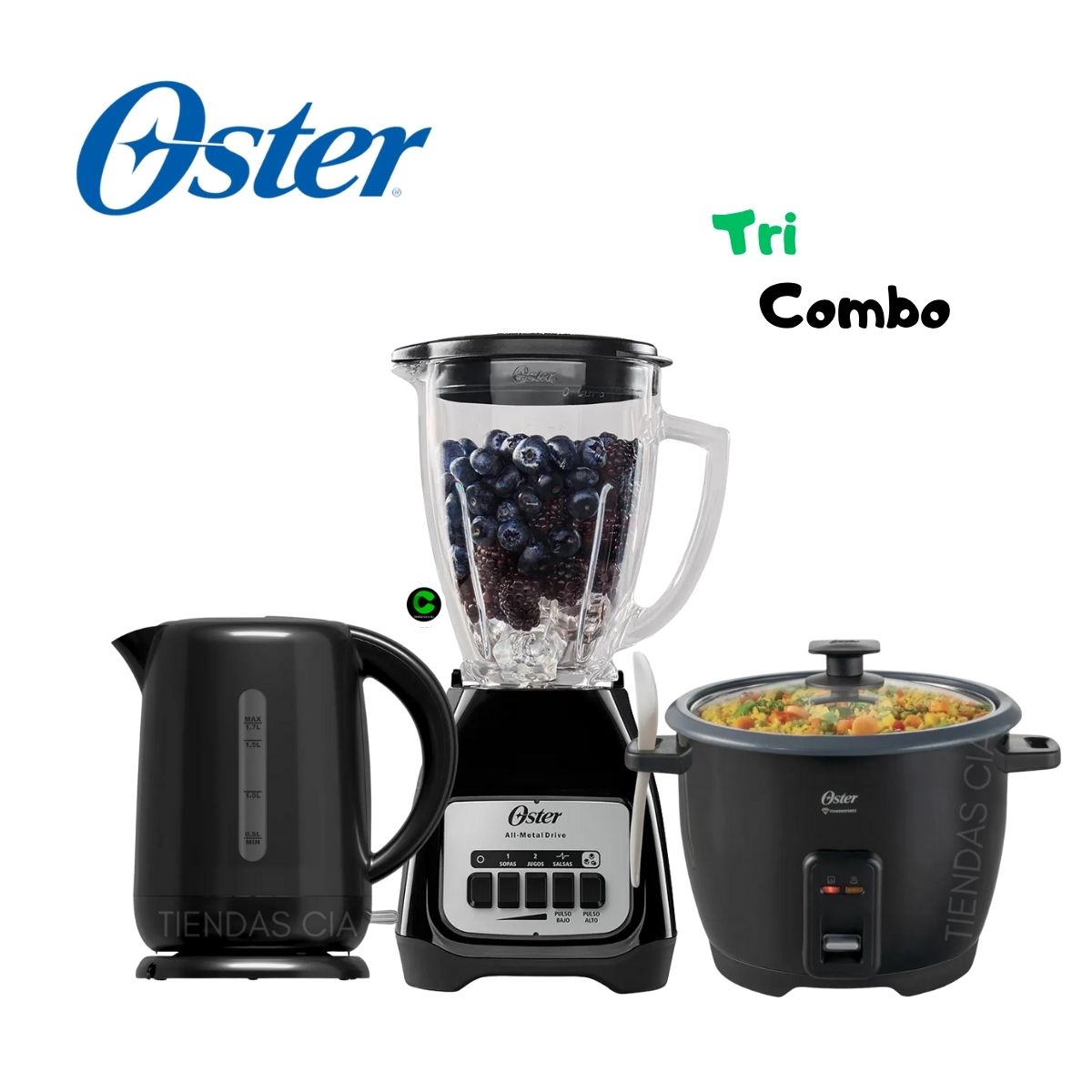 OSTER - TriCombo OSTER LICUADORA 1.5 L + HERVIDOR + OLLA  ARROCERA