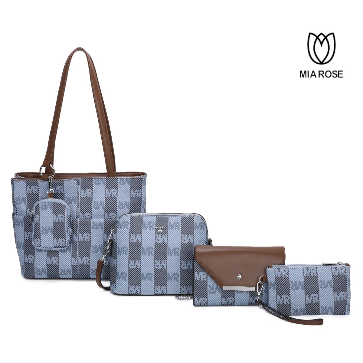 MIA ROSE - CARTERA ALESSIA SET DE 5PCS CARTERA+BOLSO+MORRAL+NECESER+MONEDERO