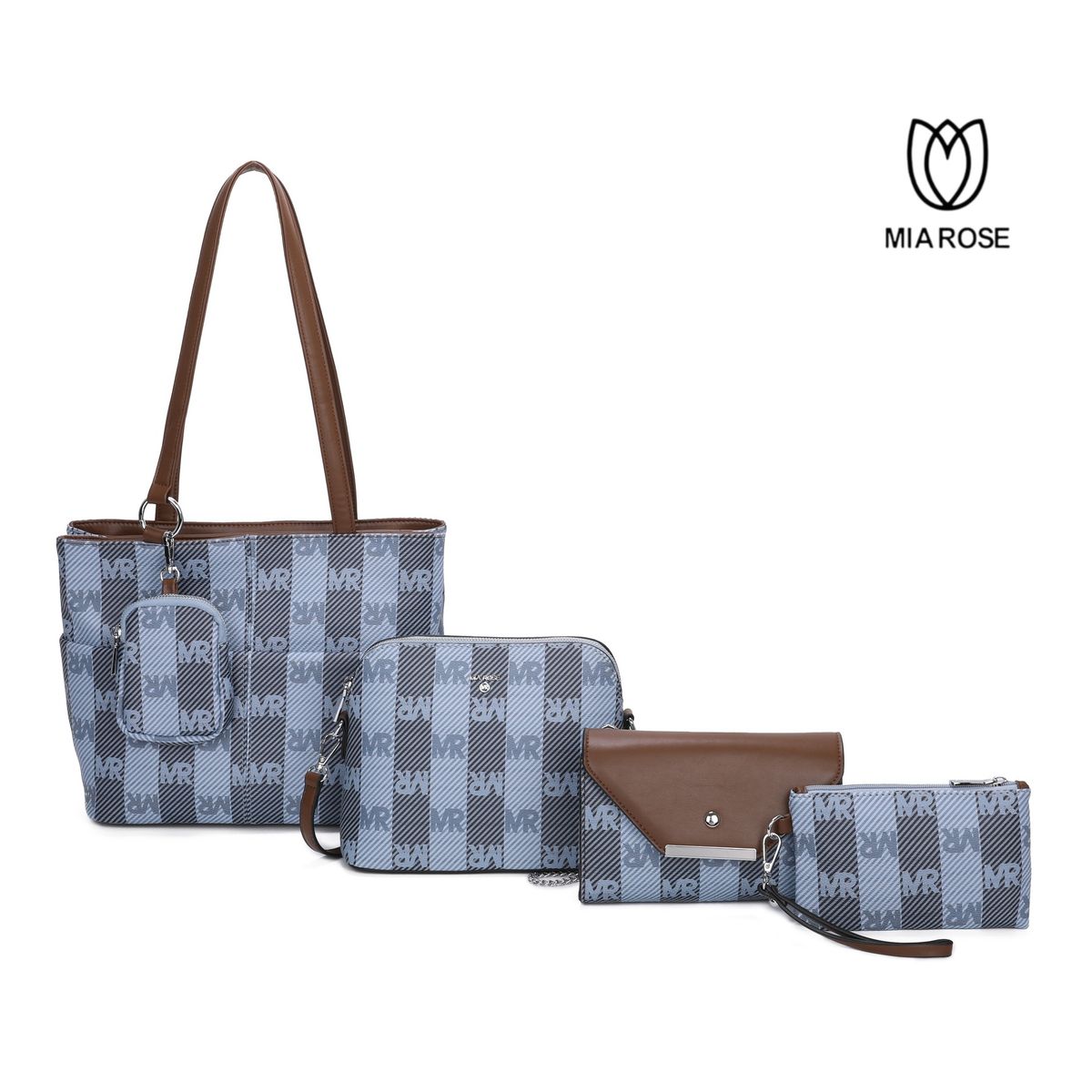 MIA ROSE - CARTERA ALESSIA SET DE 5PCS CARTERA+BOLSO+MORRAL+NECESER+MONEDERO