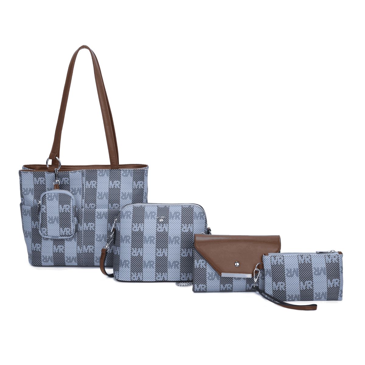 MIA ROSE - CARTERA ALESSIA SET DE 5PCS CARTERA+BOLSO+MORRAL+NECESER+MONEDERO