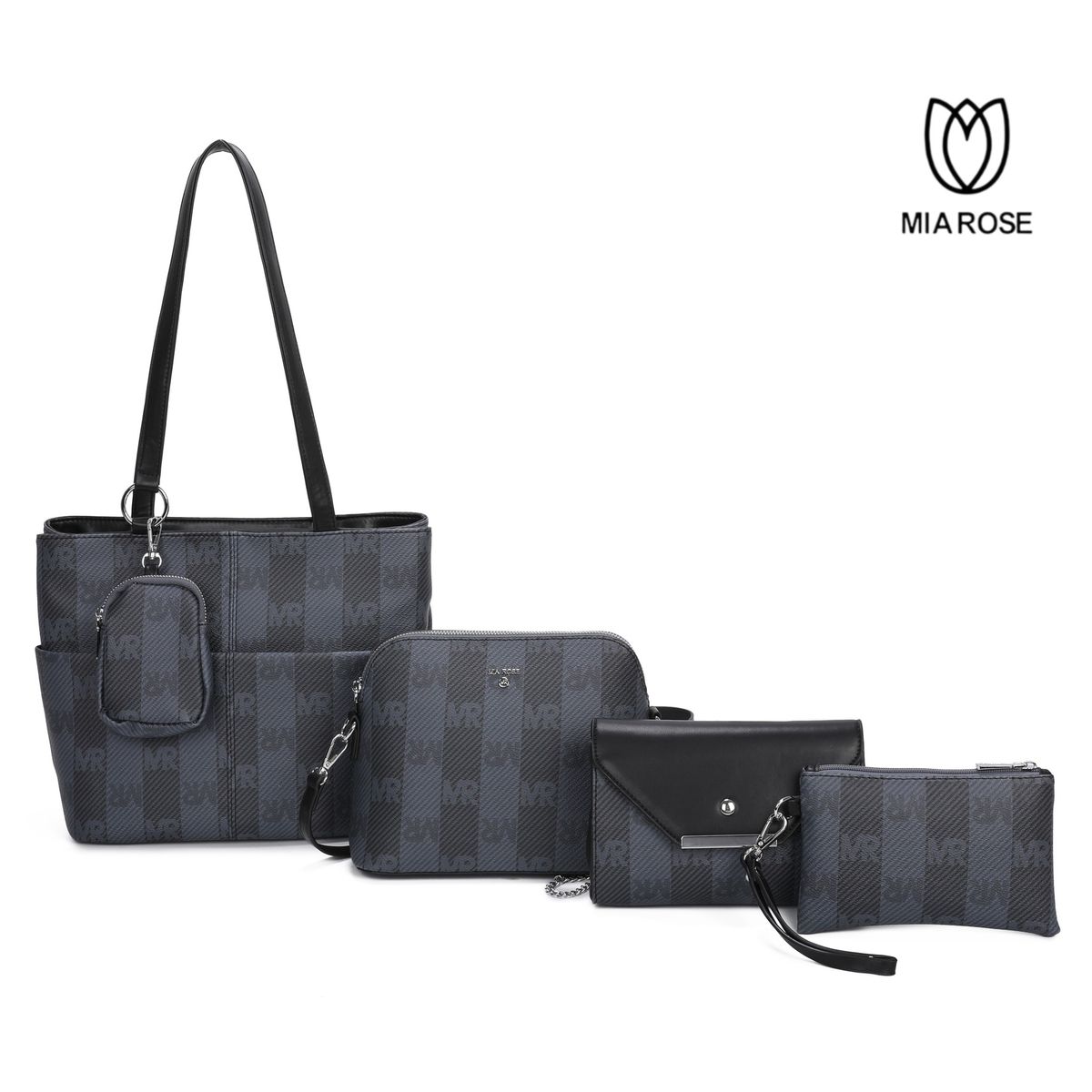 MIA ROSE - CARTERA ALESSIA SET DE 5PCS CARTERA+BOLSO+MORRAL+NECESER+MONEDERO