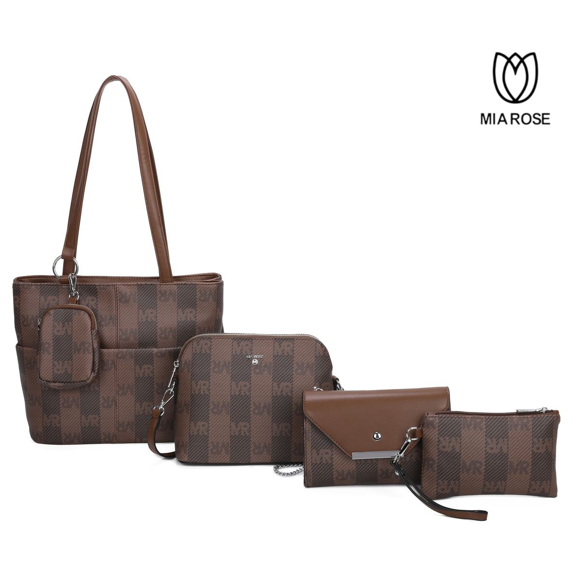 MIA ROSE - CARTERA ALESSIA SET DE 5PCS CARTERA+BOLSO+MORRAL+NECESER+MONEDERO