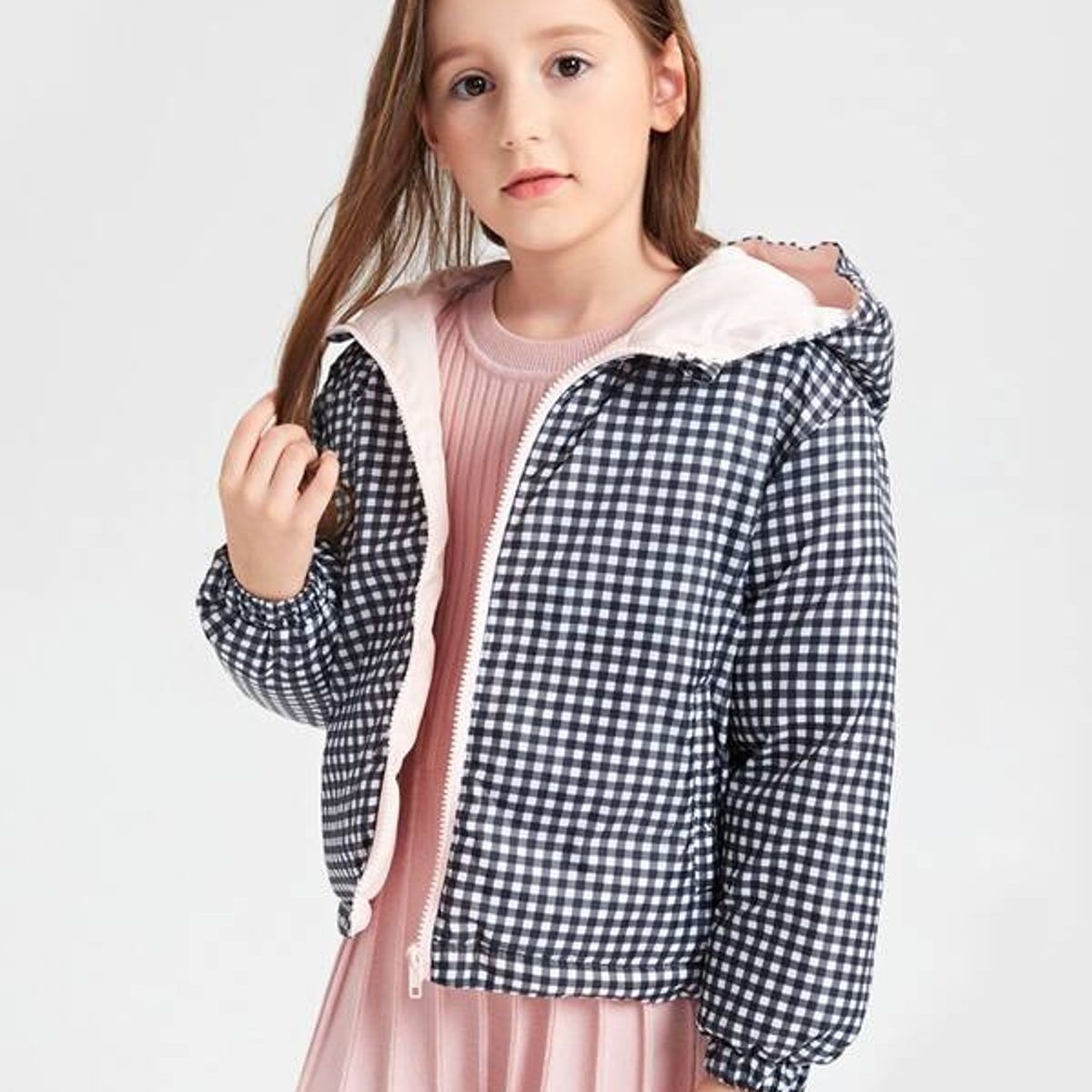 TAIS PRINCESS - Casaca estampado de guingán cremallera y capucha