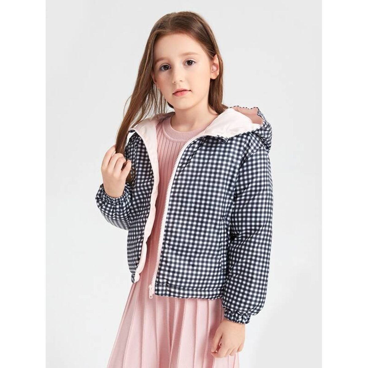 TAIS PRINCESS - Casaca estampado de guingán cremallera y capucha