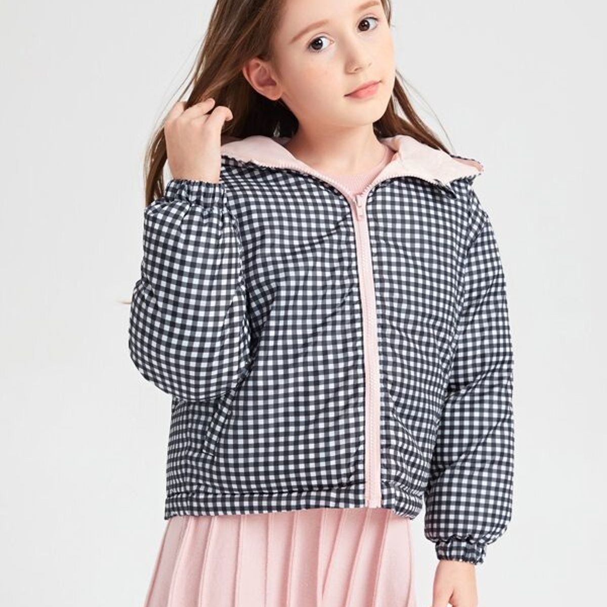 TAIS PRINCESS - Casaca estampado de guingán cremallera y capucha