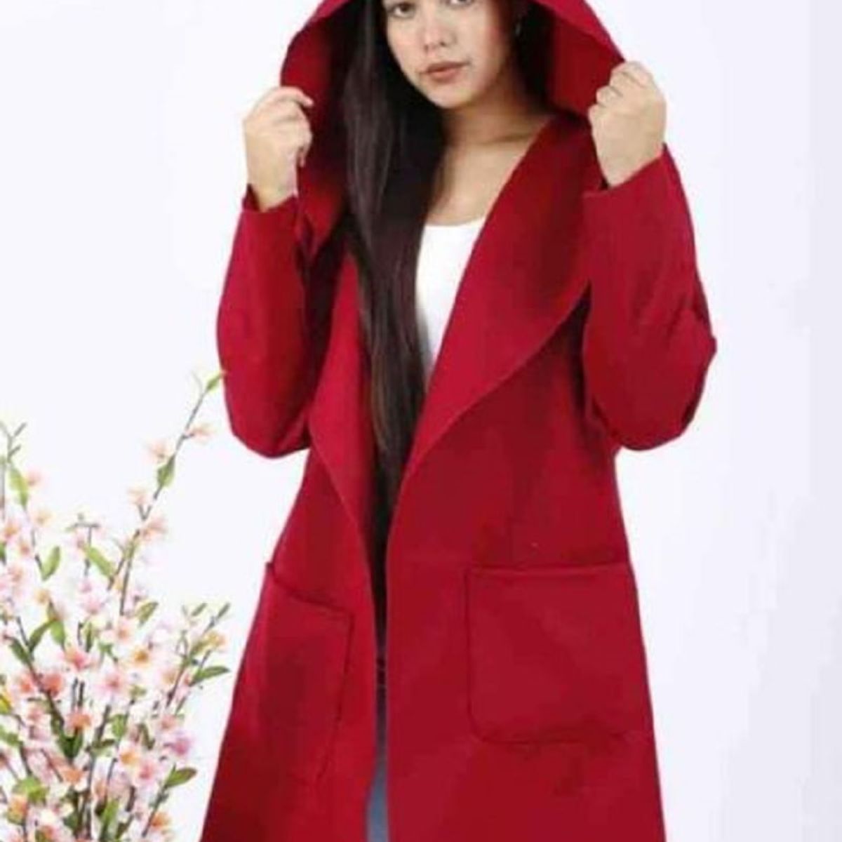 GENERICO - Saco Capa Abrigo Largo con Capucha Mujer en Paño Italiano