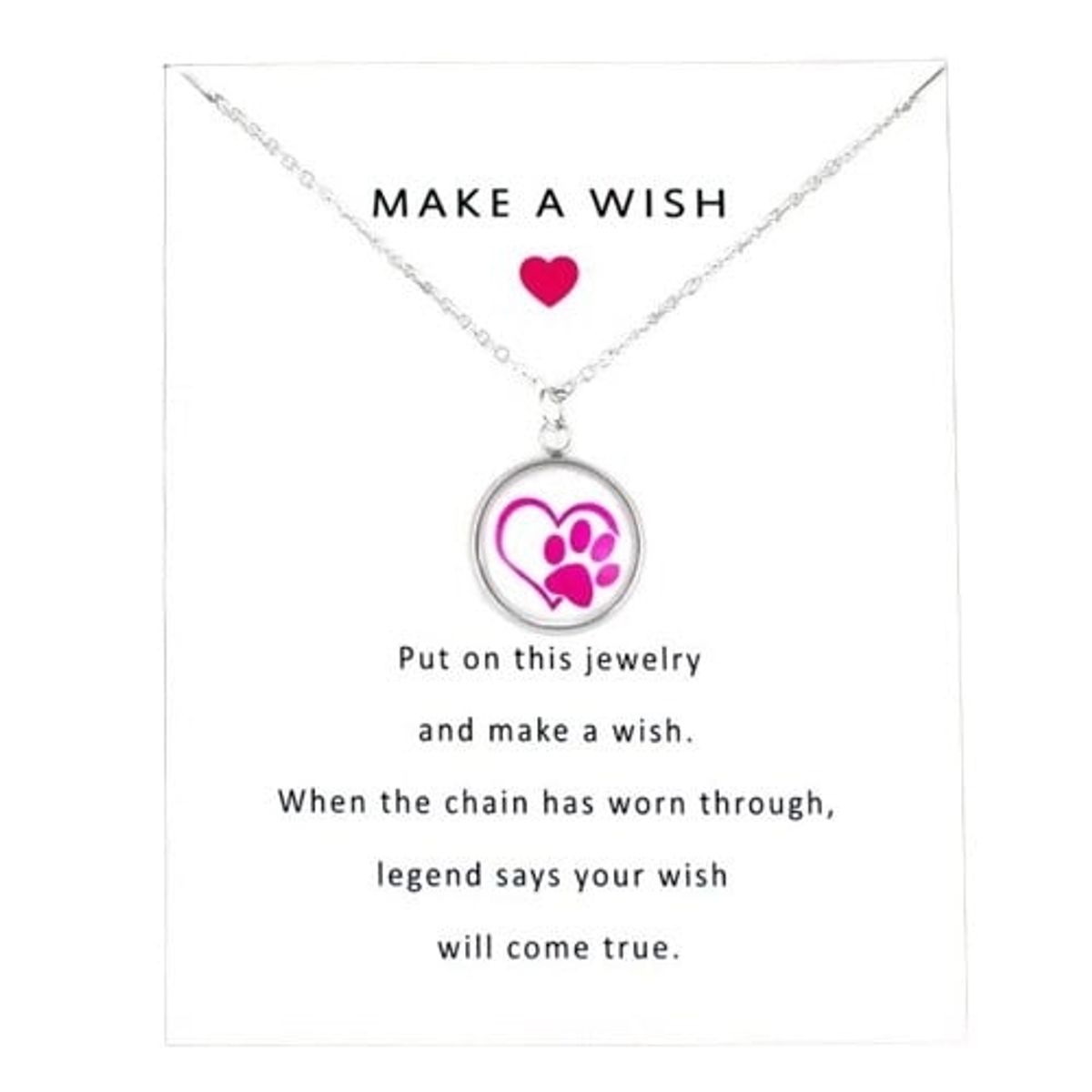 GENERICO - Collar redondo huellita perro corazón dog lover