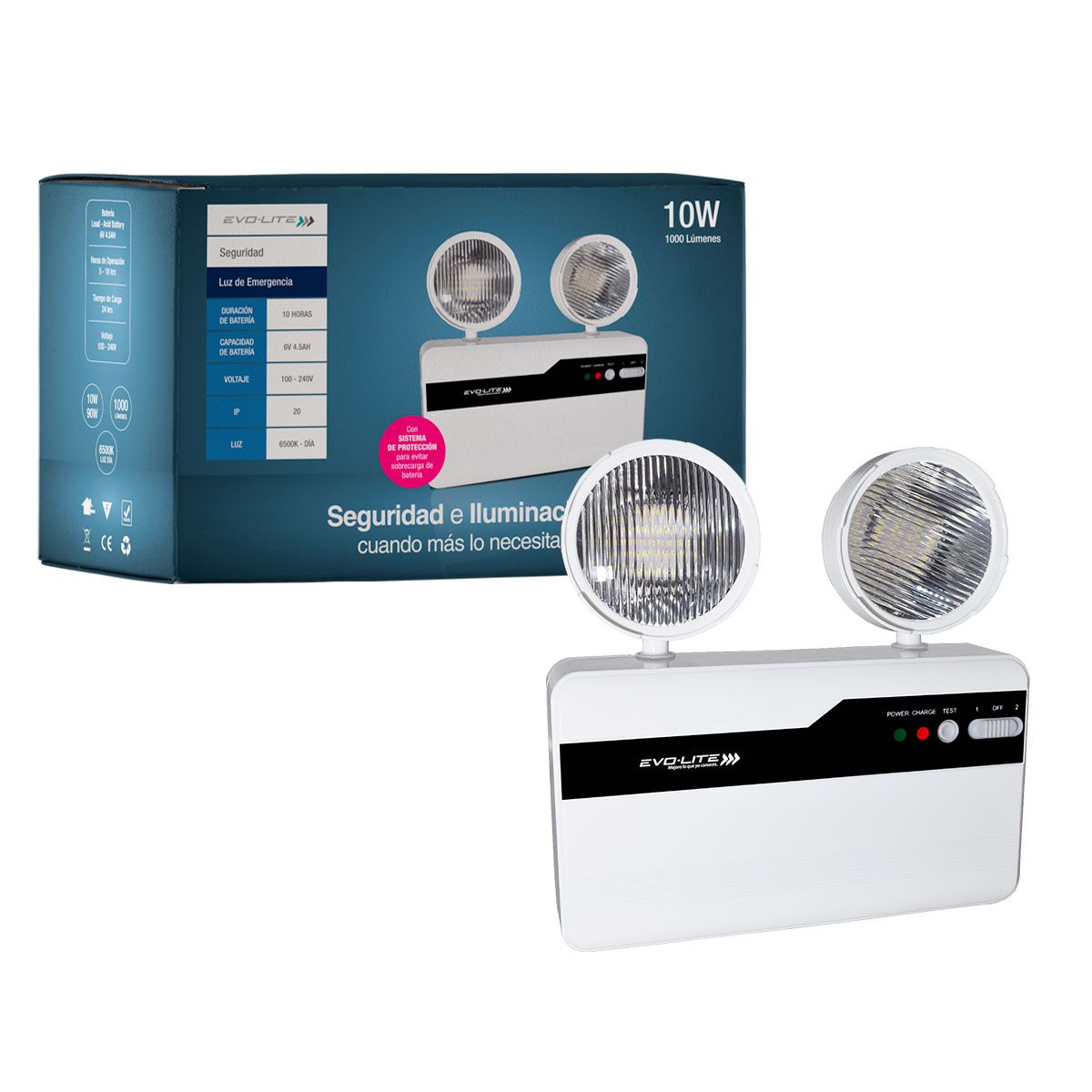 EVOLITE - Luz de emergencia de 10w