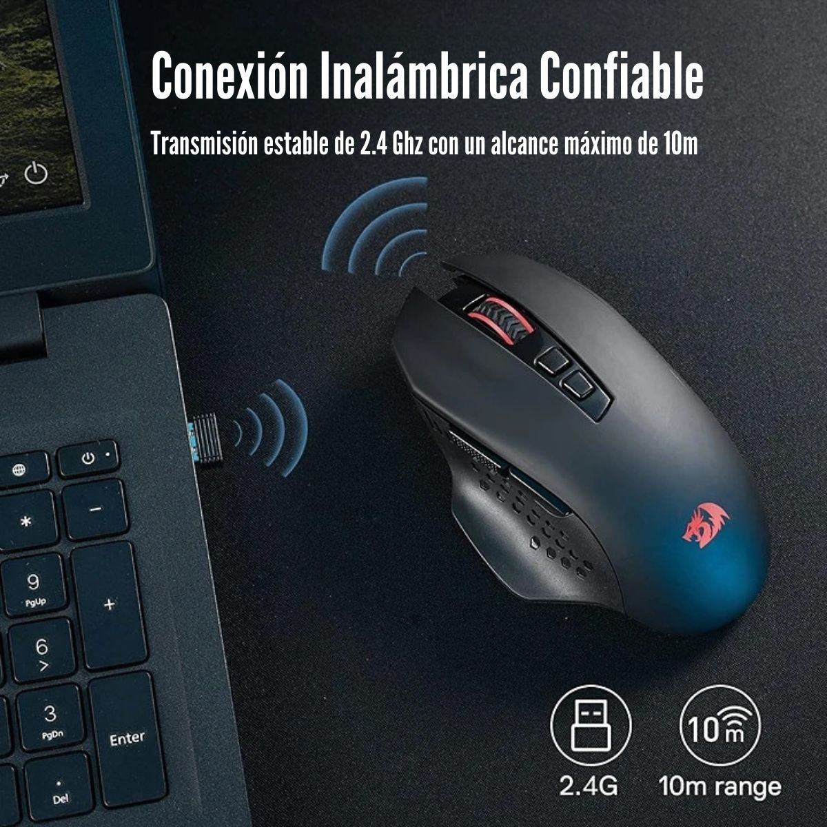REDRAGON - Redragon - Mouse Gainer M656 Wireless 4000 Dpi - Negro