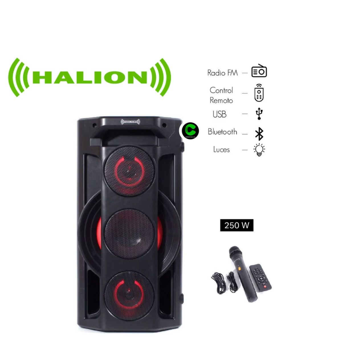 HALION - Parlante Portatil  HALION HA-R62 CON BATERIA 250W
