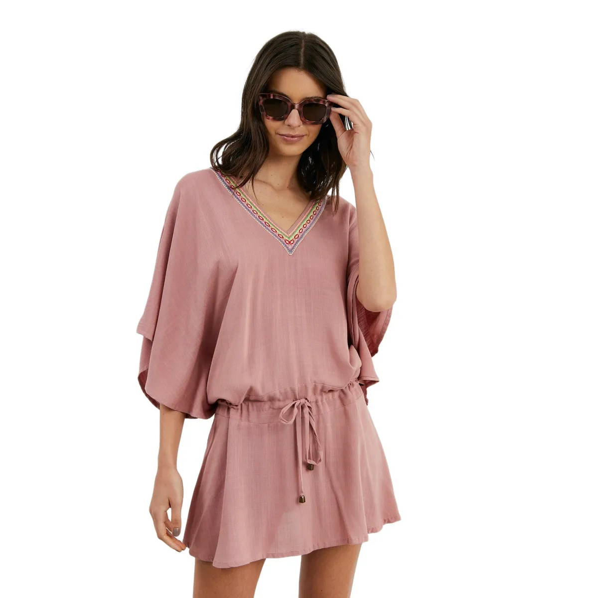 PERMUTA - Salida de playa corta lino Ines Palo Rosa Permuta