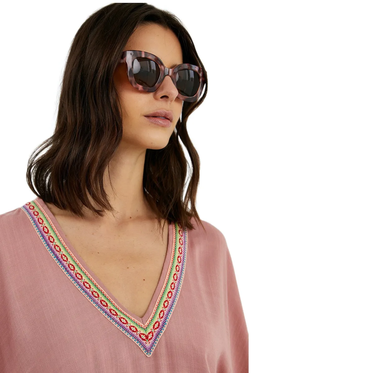 PERMUTA - Salida de playa corta lino Ines Palo Rosa Permuta