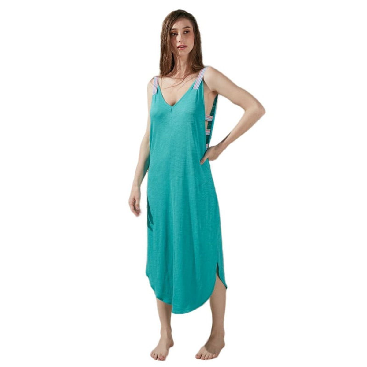 PERMUTA - Salida de playa midi algodon Eva Turquesa Permuta