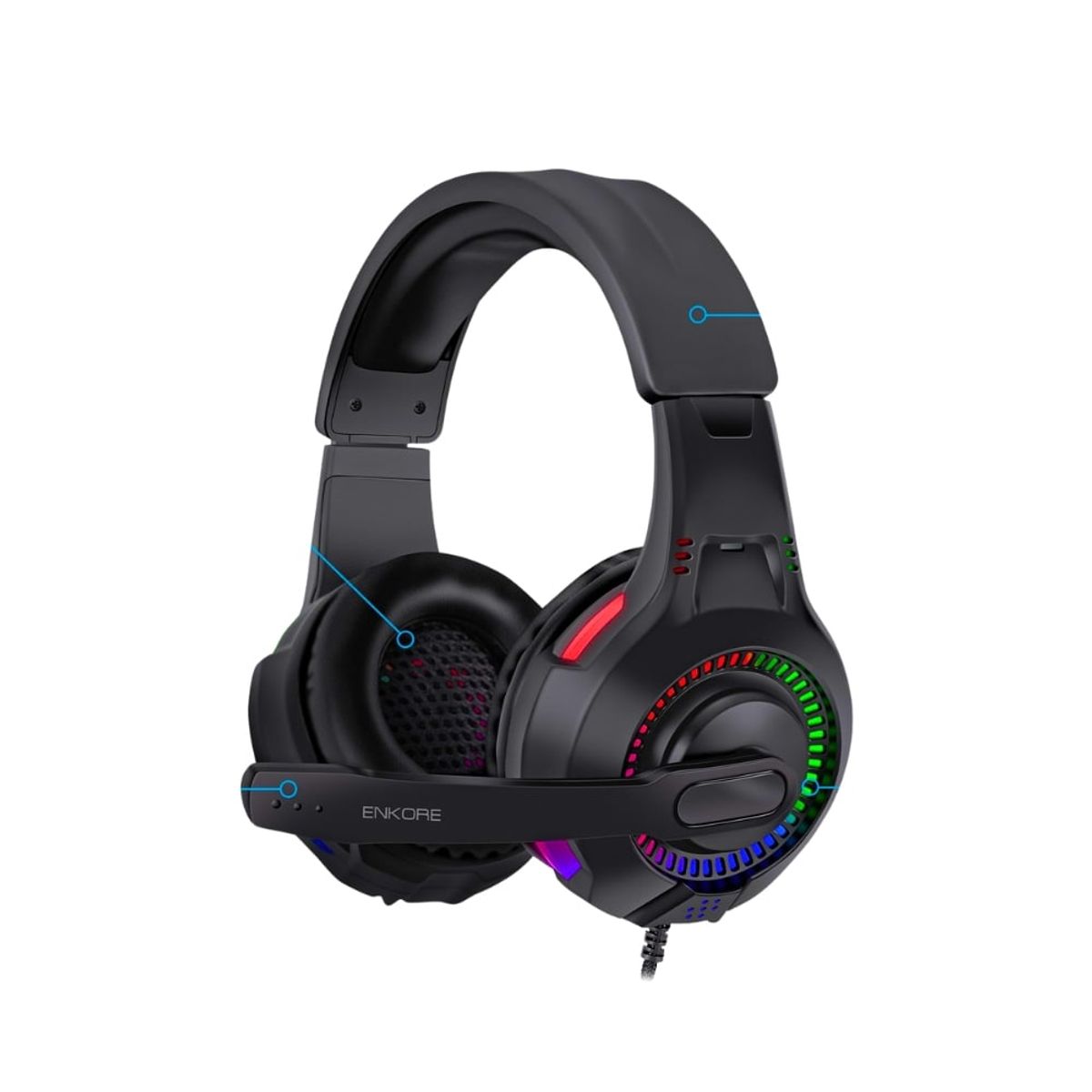 ENKORE - Kit Gamer Bravio 5 en1: Parlante+ audifono + teclado + mouse + Pad