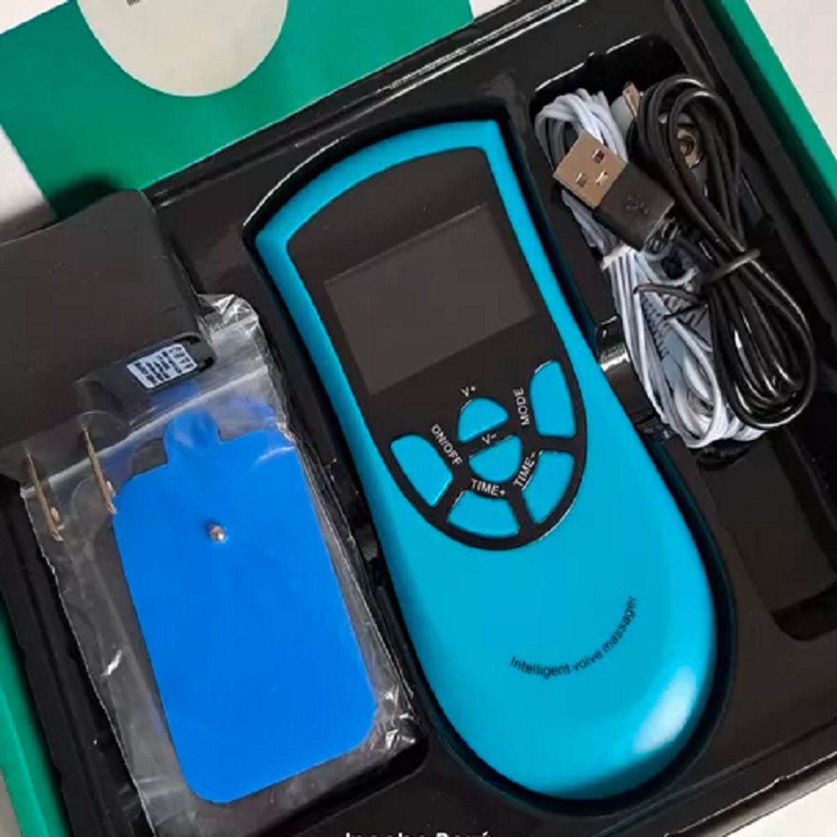 VICTORIA - Masajeador Eléctrico con parches Tens Electrodos-celeste