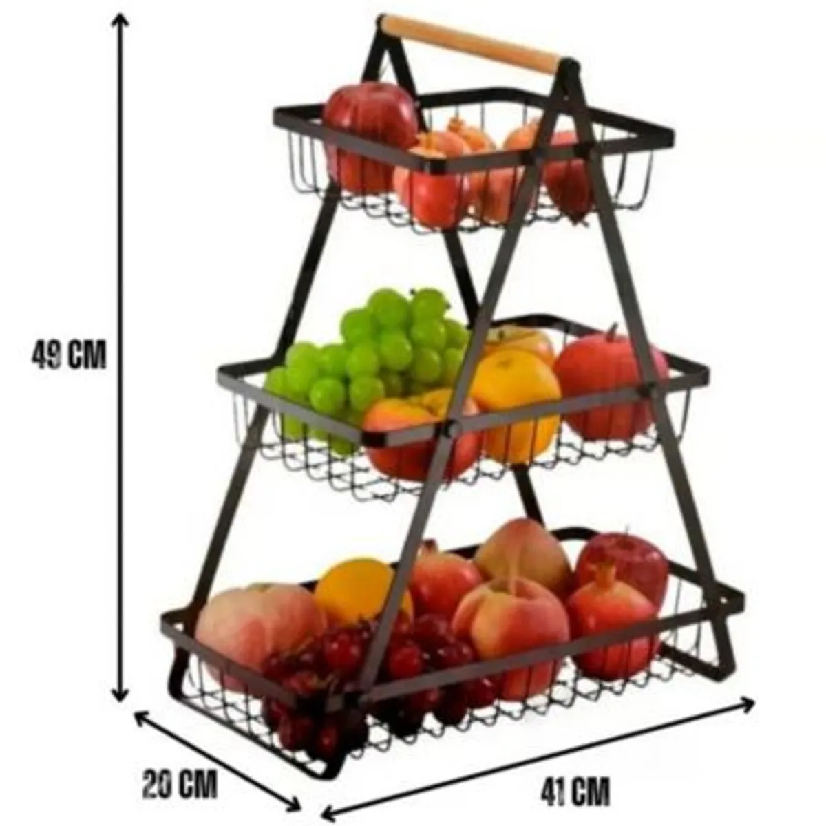 GENERICO - Cesta Fruteros Triangular de 3 Niveles