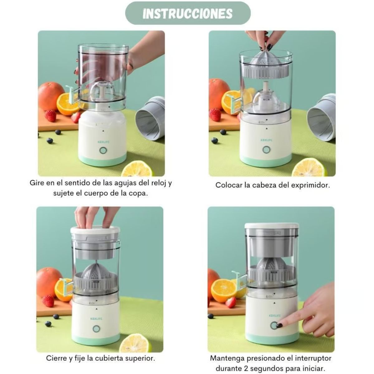 OEM - Exprimidor de Naranjas Eléctrico Portátil y Recargable