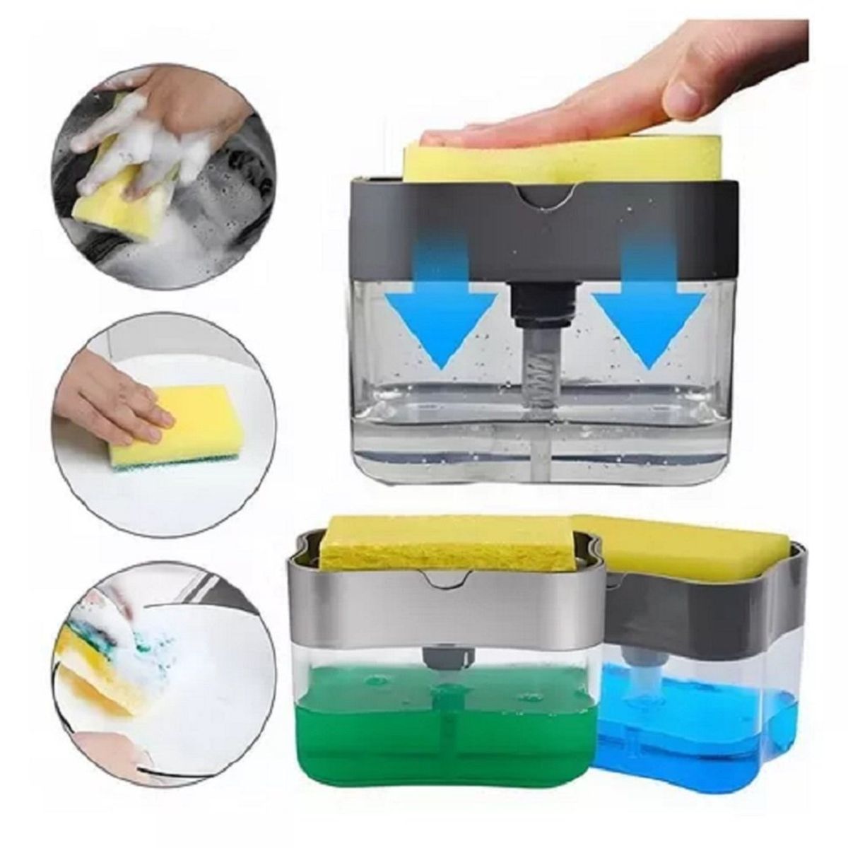 GENERICO - Dispensador Lavavajillas Jabon Liquido 2 en 1 + Esponja