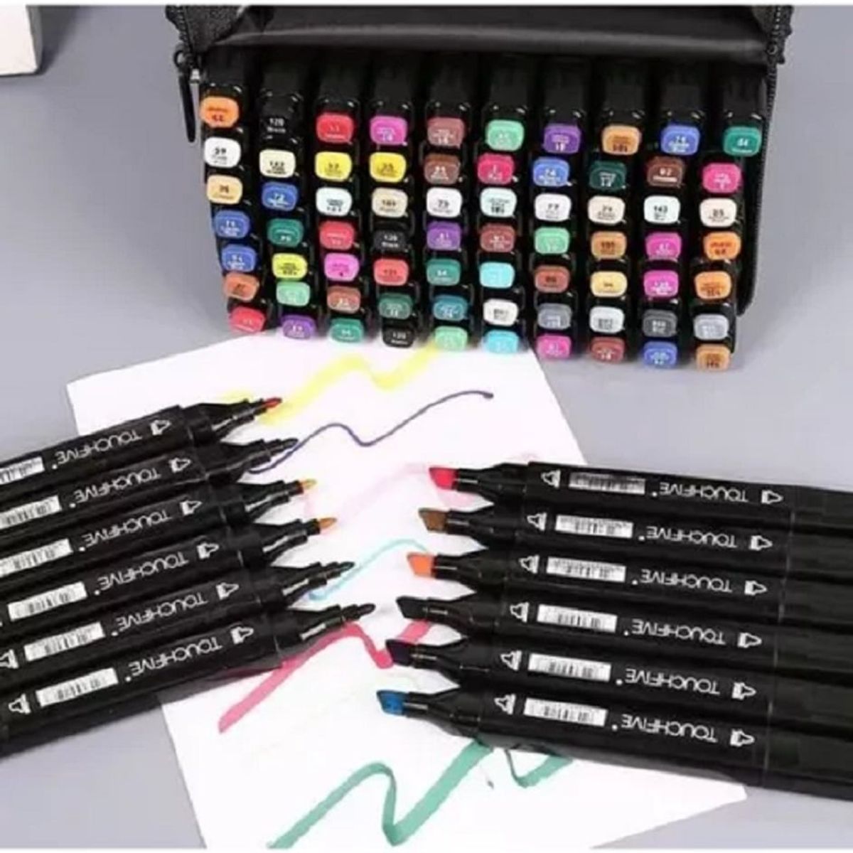 GENERICO - Set de 60 Plumones Marcadores Doble Punta con Estuche